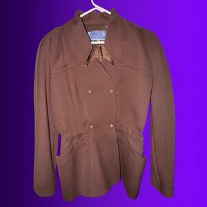 THIERRY MUGLER 100% Wool Brown Double-Breasted Coat - Size 42 / 10